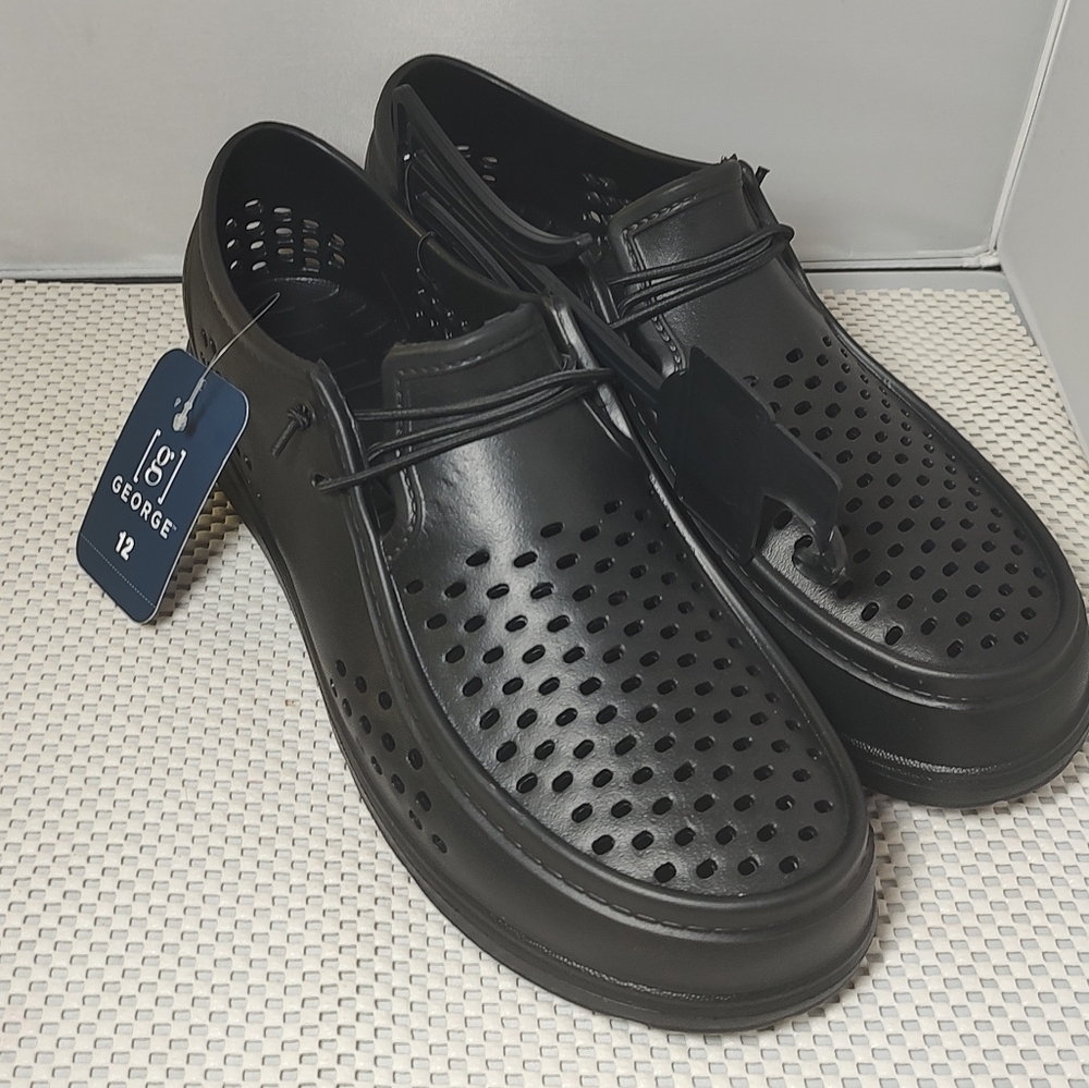 George Men’s Size 12 EVA Perforated Loafers Black NWT